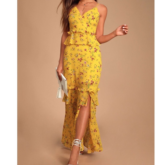 LULUS Sunshine Bouquet Yellow Floral Maxi … - Picture 2 of 12